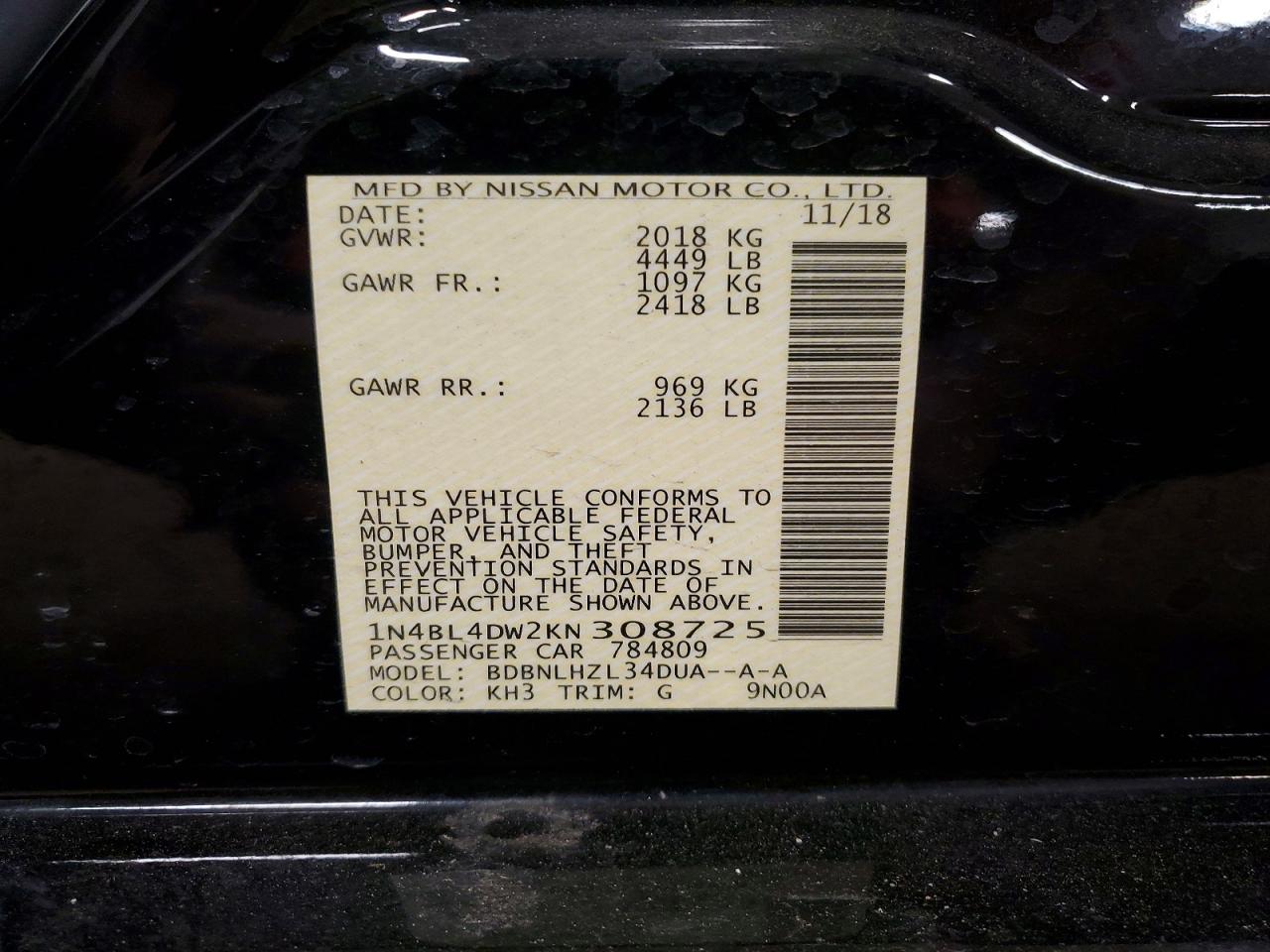 2019 NISSAN ALTIMA SV photo 12