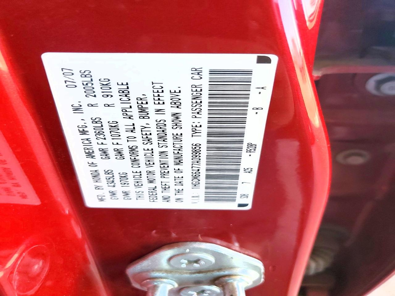 2007 HONDA ACCORD SE photo 37