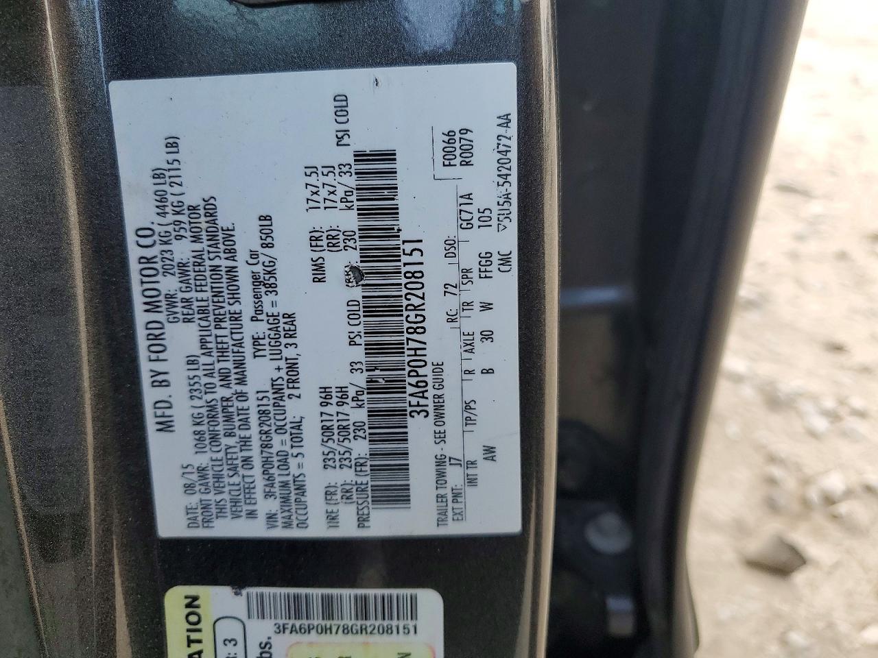 2016 FORD FUSION SE photo 37