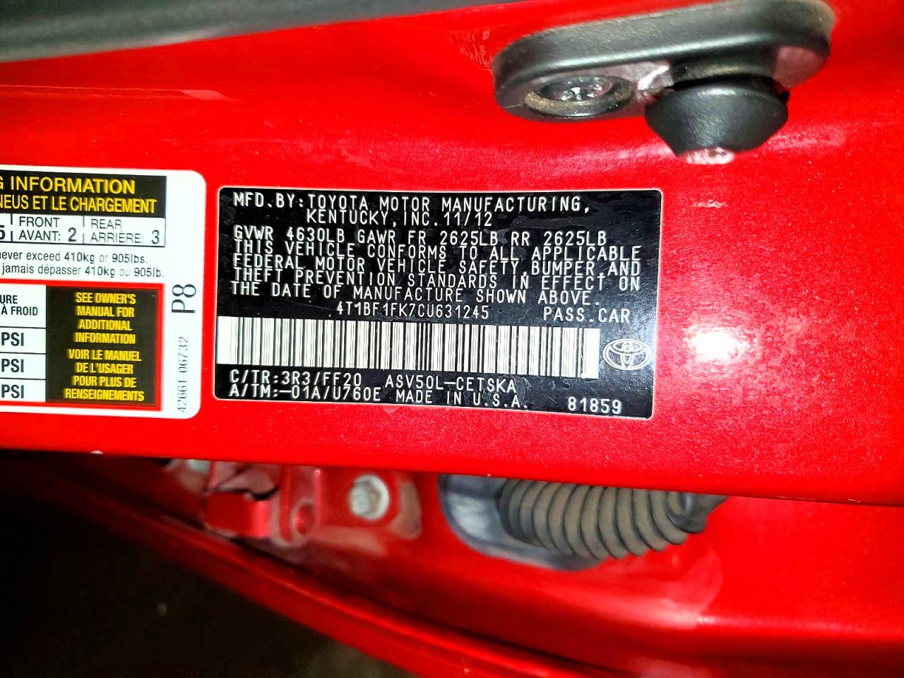 2012 TOYOTA CAMRY SE SPORT LIMITED EDITION photo 25