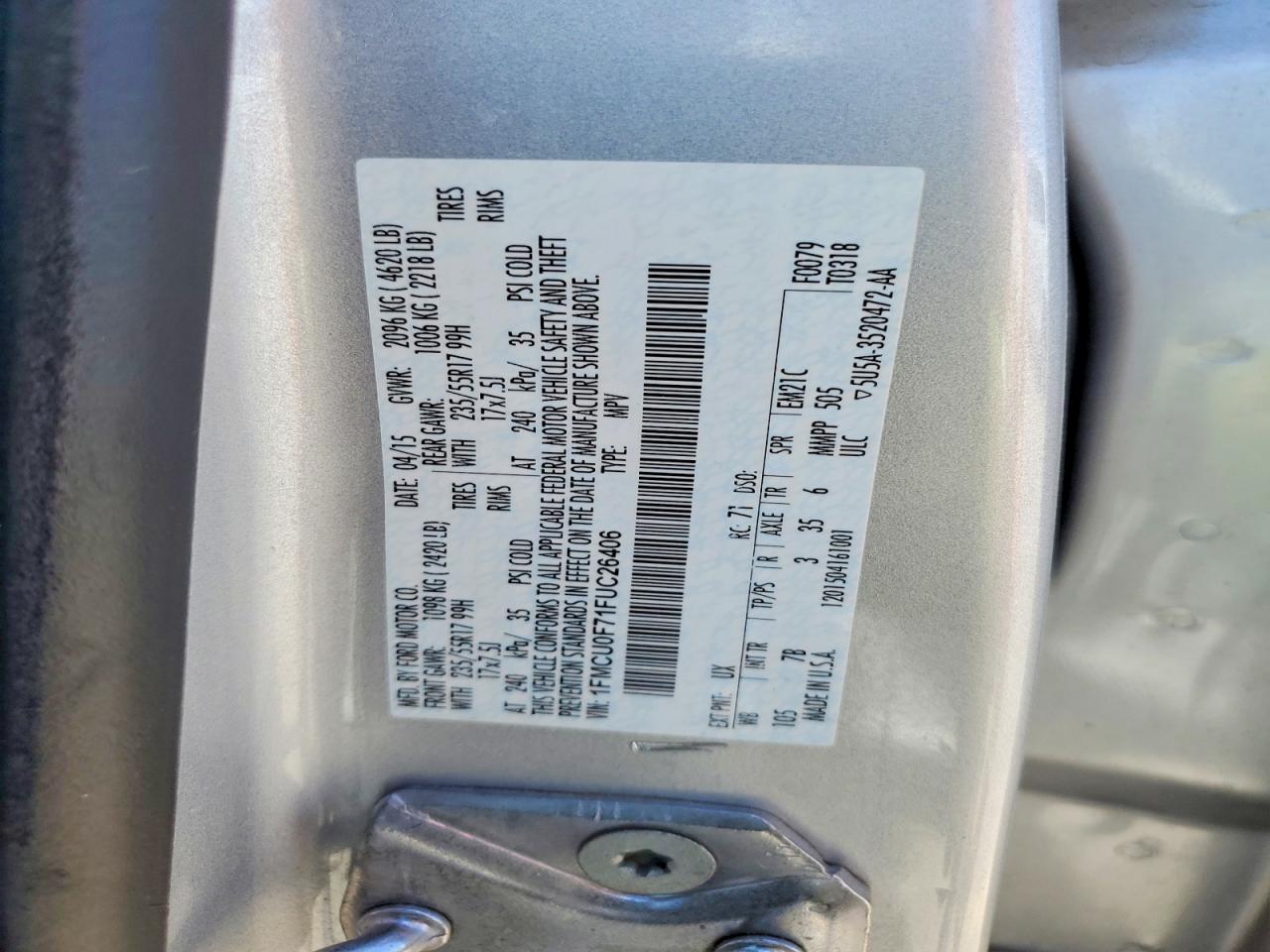 2015 FORD ESCAPE S photo 25