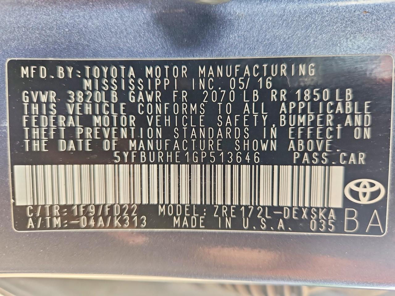2016 TOYOTA COROLLA S PLUS photo 25