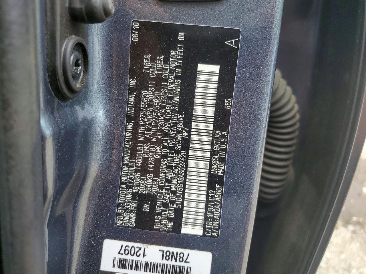 2010 TOYOTA SEQUOIA LIMITED photo 37