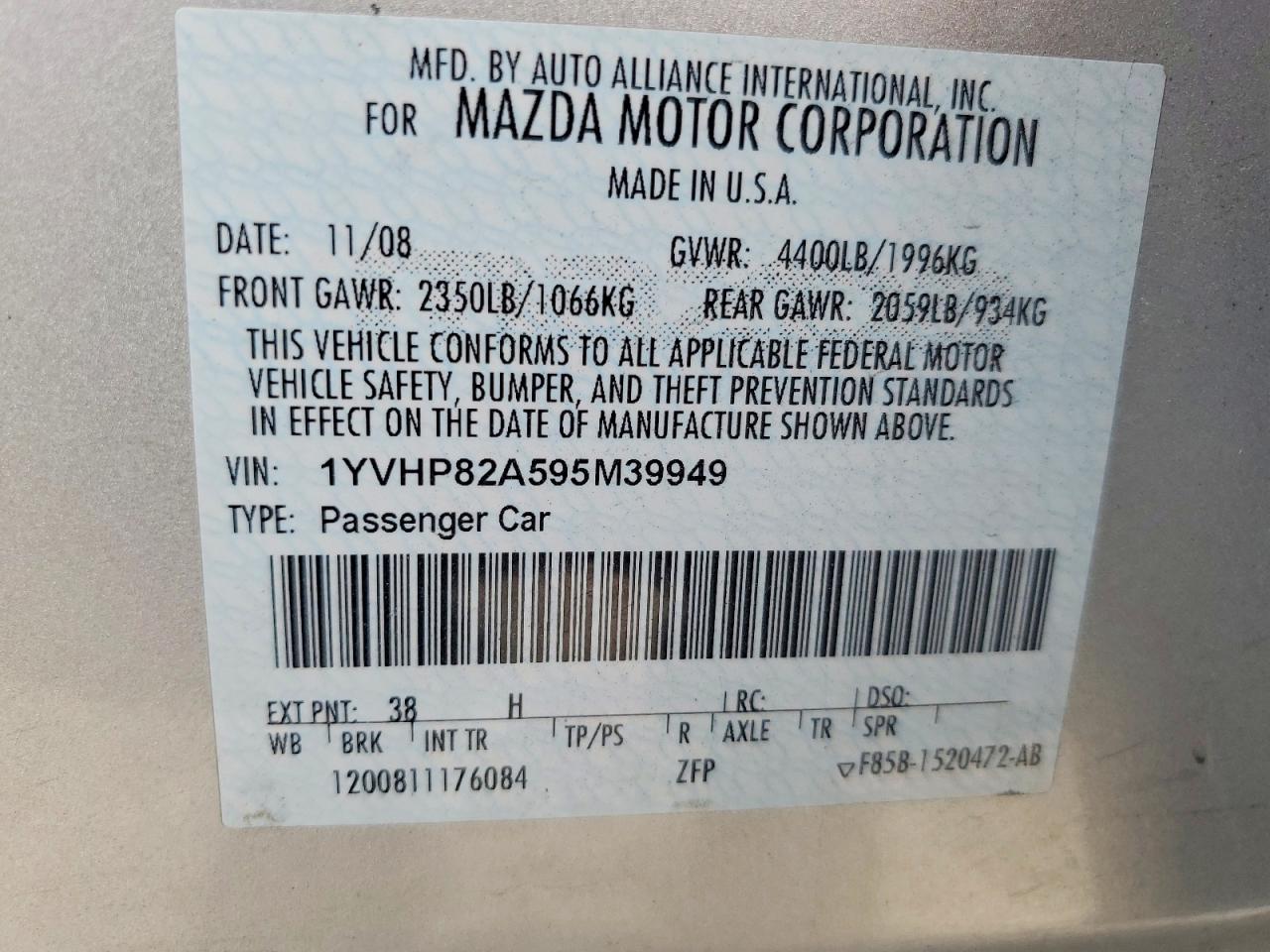 2009 MAZDA 6 I photo 12