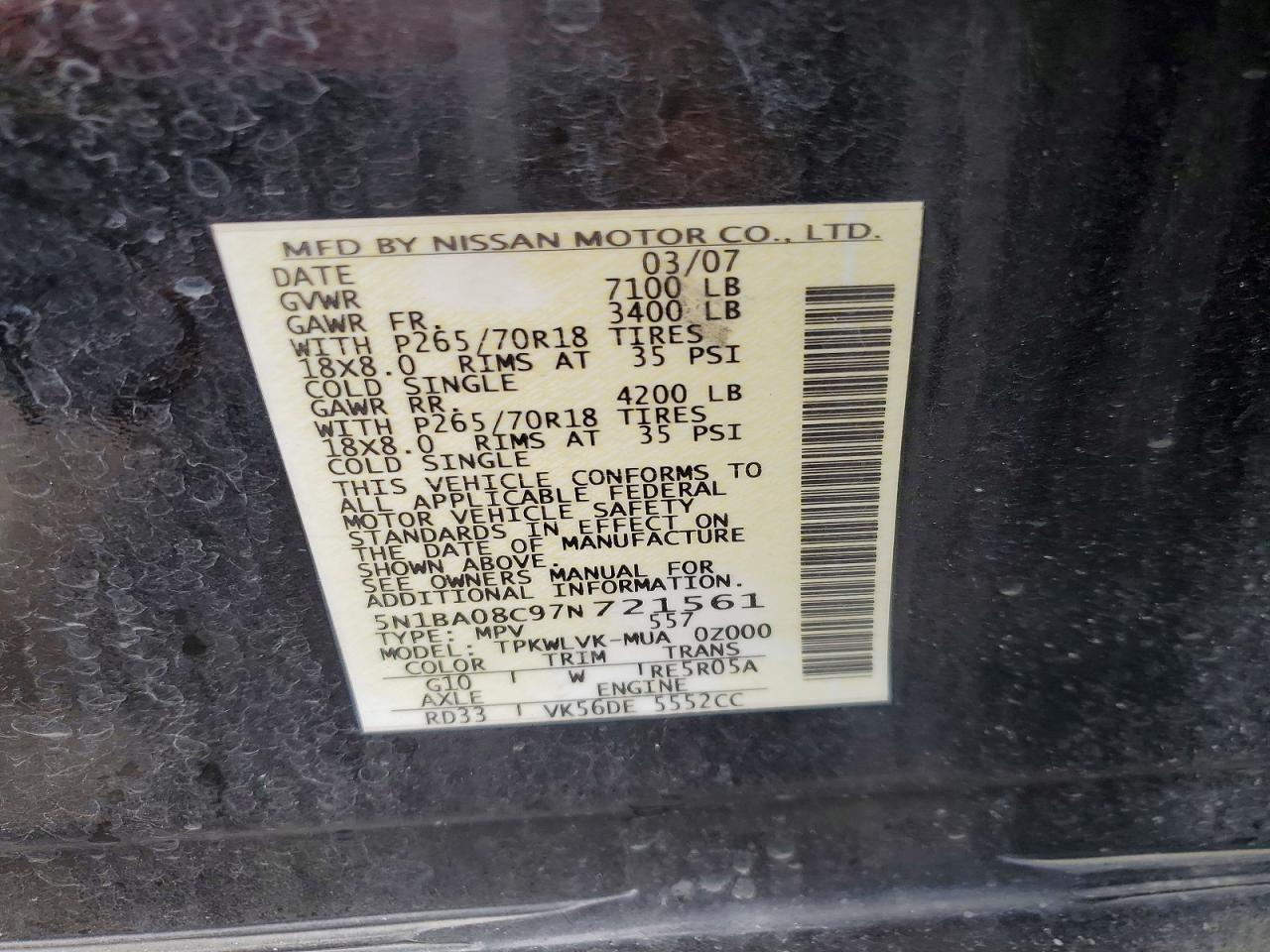 2007 NISSAN ARMADA SE FFV photo 40