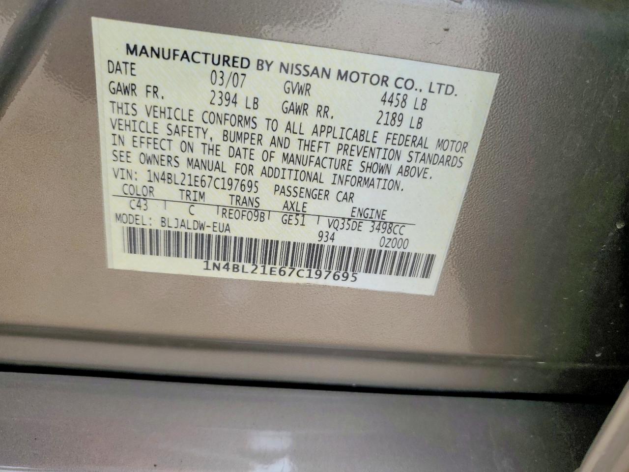 2007 NISSAN ALTIMA 3.5 SE photo 23