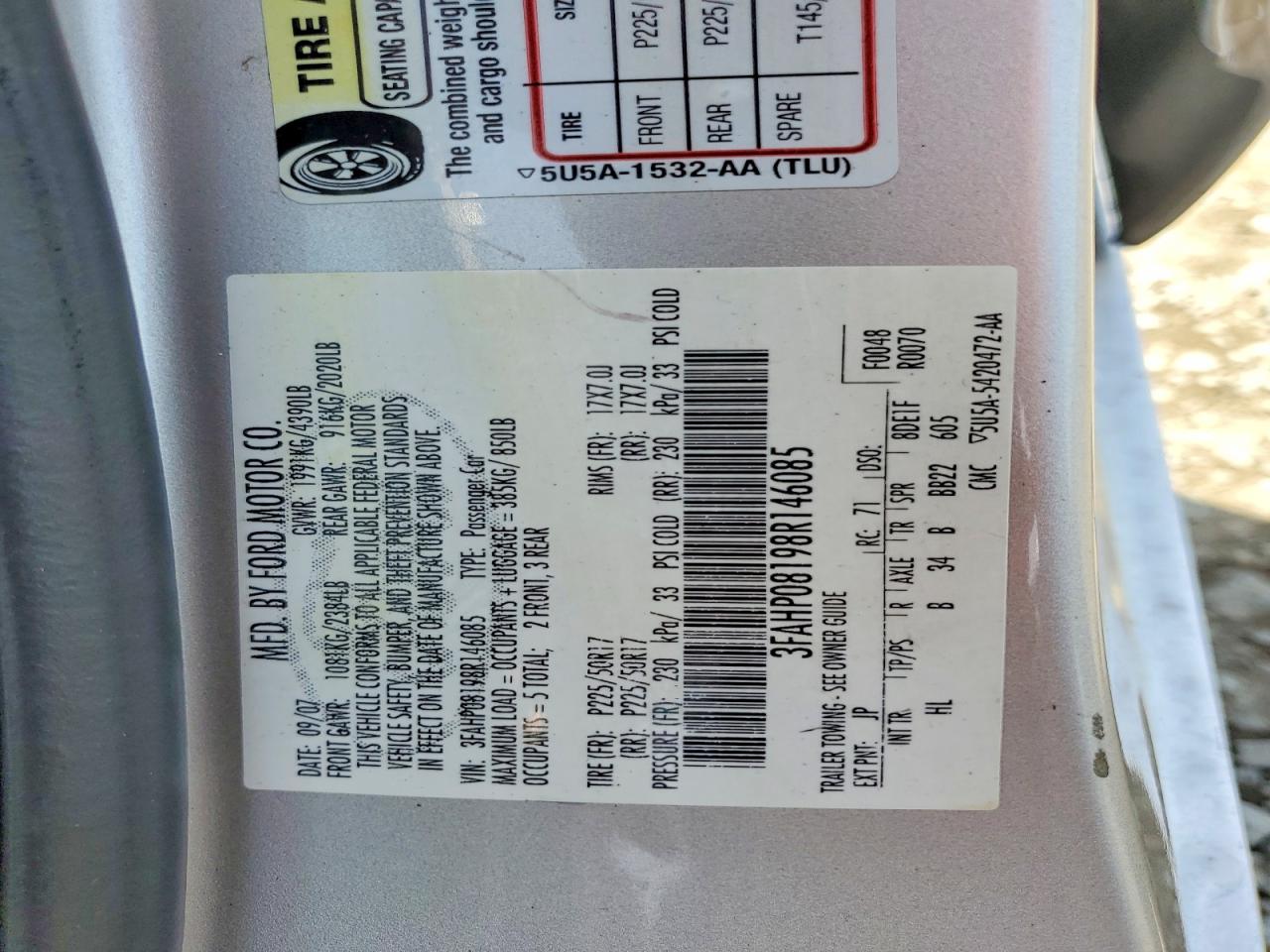 2008 FORD FUSION SEL photo 12