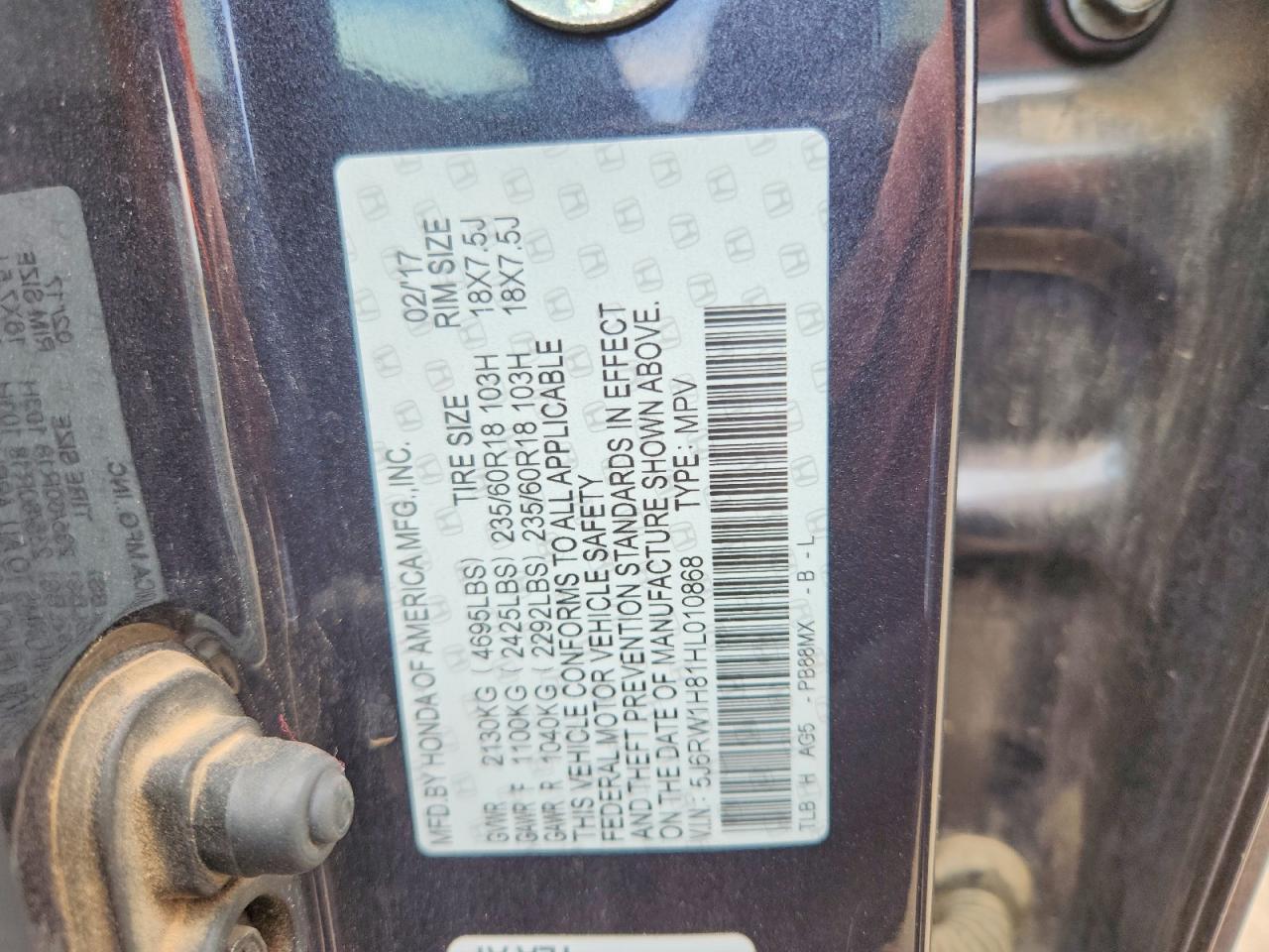 2017 HONDA CR-V EXL photo 23