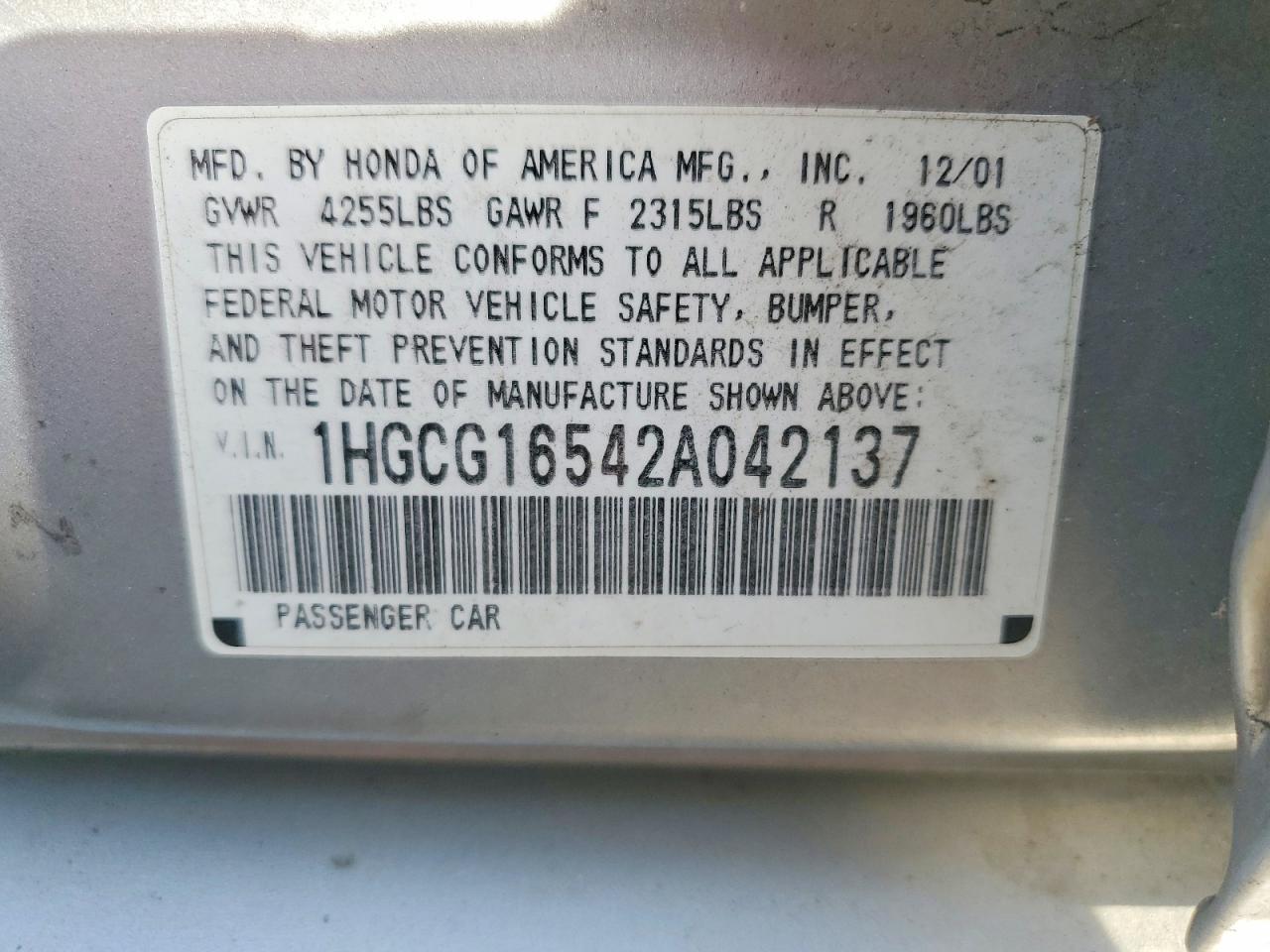2002 HONDA ACCORD EX photo 34