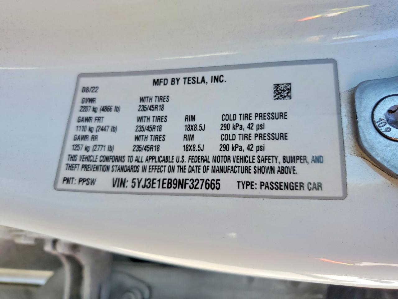2022 TESLA MODEL 3 photo 25