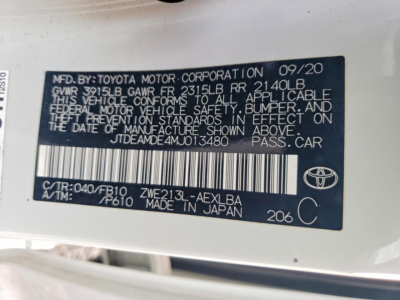 2021 TOYOTA COROLLA LE photo 37