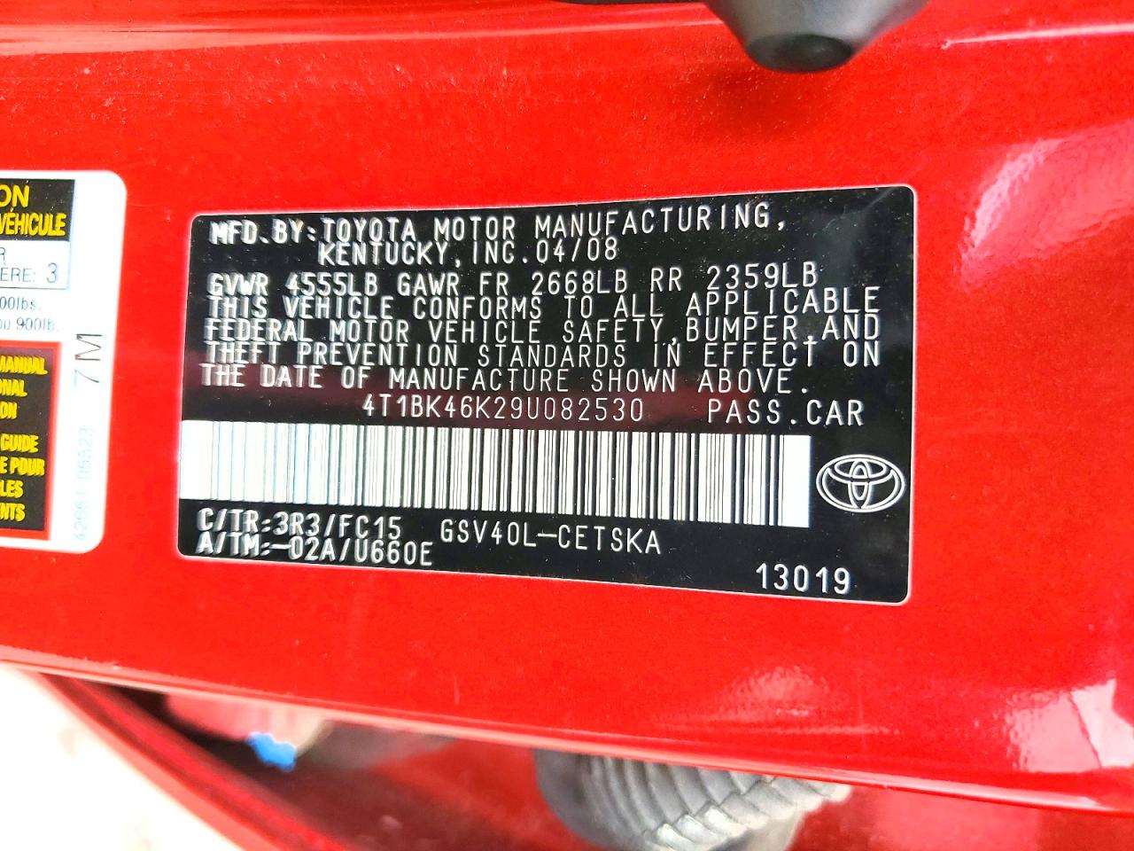 2009 TOYOTA CAMRY SE V6 photo 23