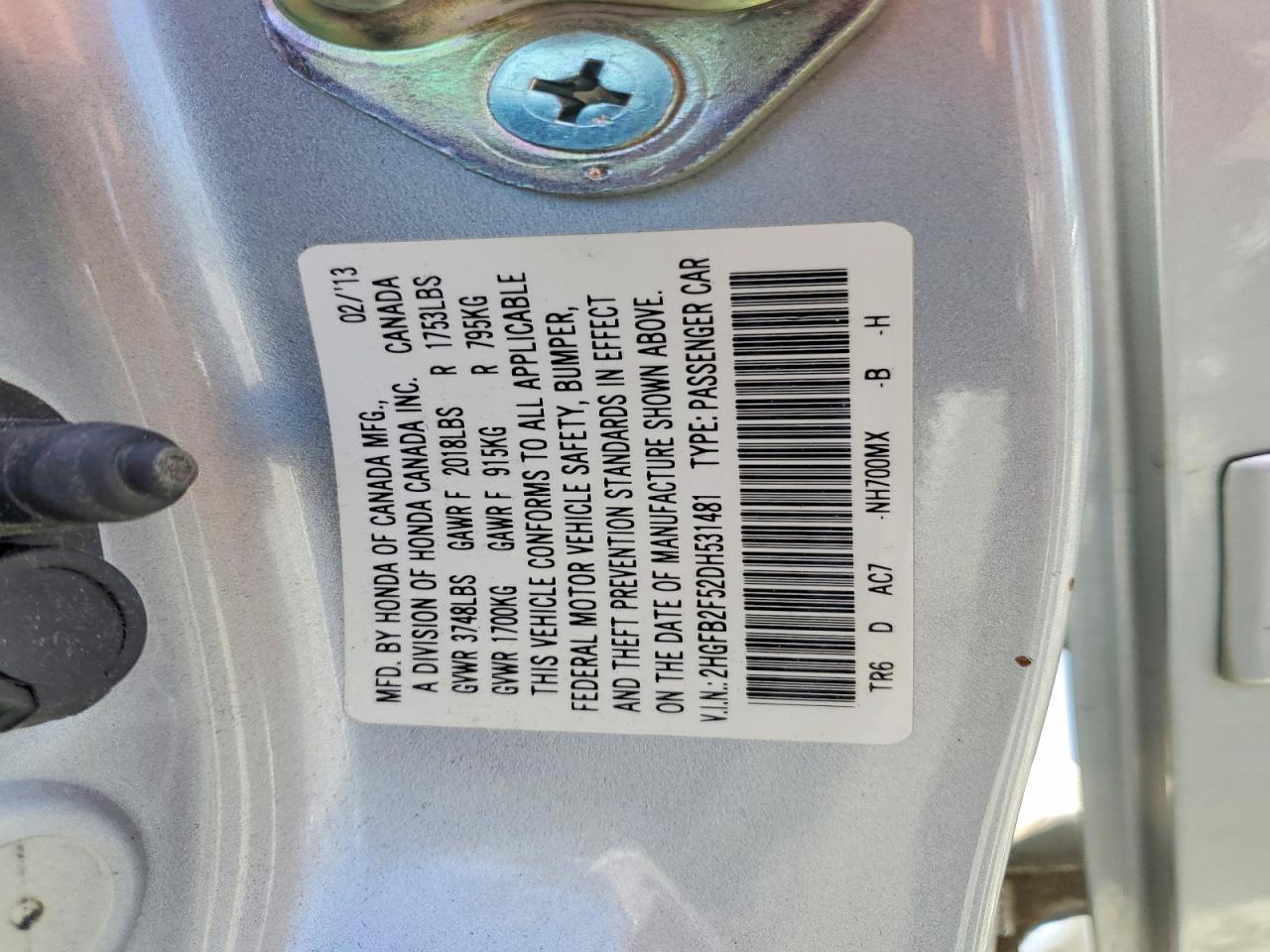 2013 HONDA CIVIC LX photo 12
