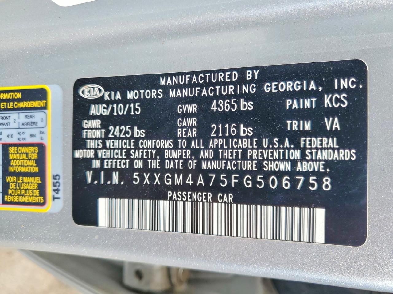 2015 KIA OPTIMA LX photo 37
