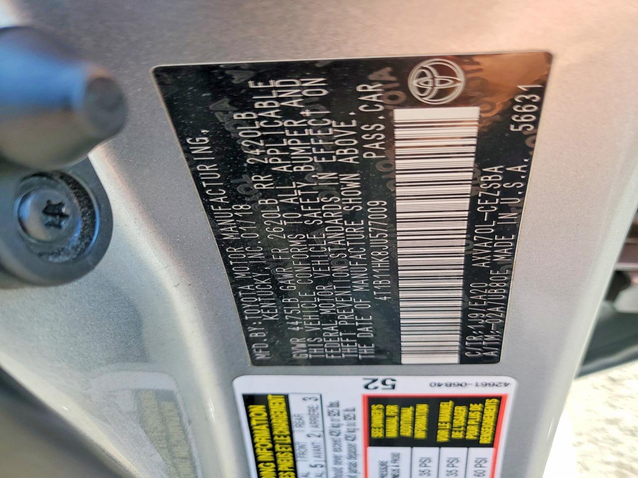 2018 TOYOTA CAMRY SE photo 12