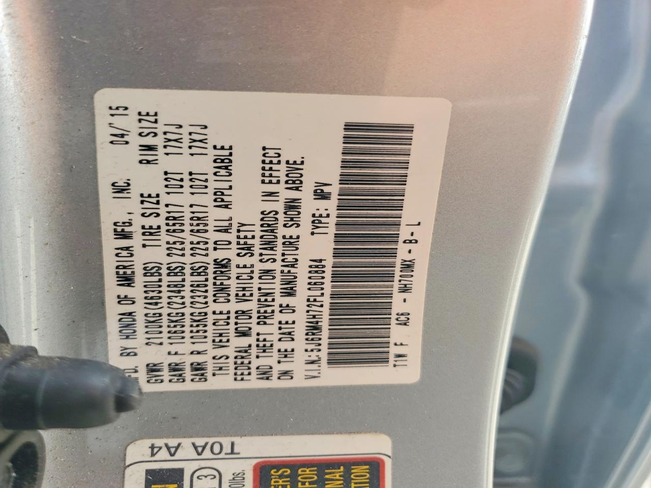 2015 HONDA CR-V EXL photo 37