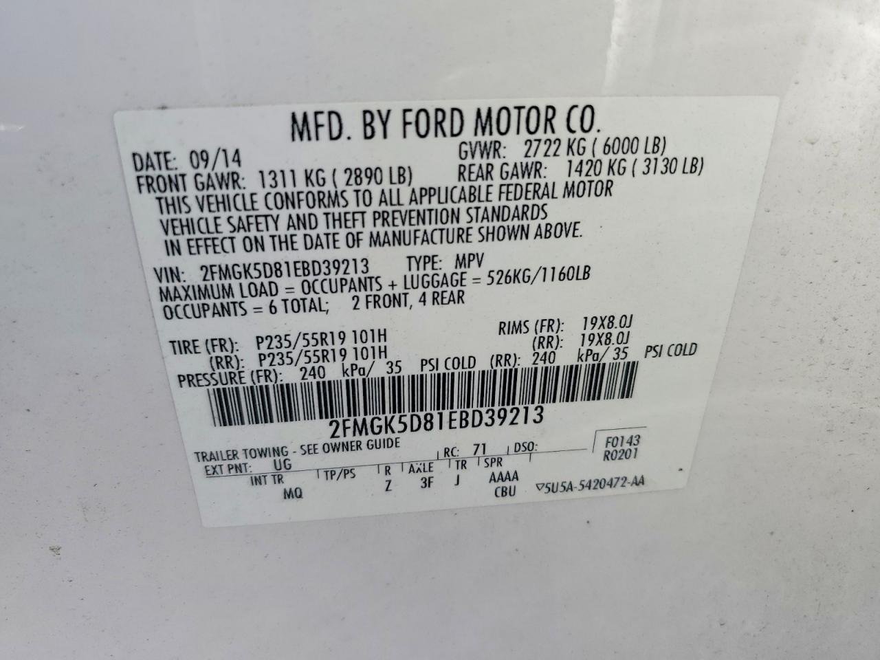 2014 FORD FLEX photo 37