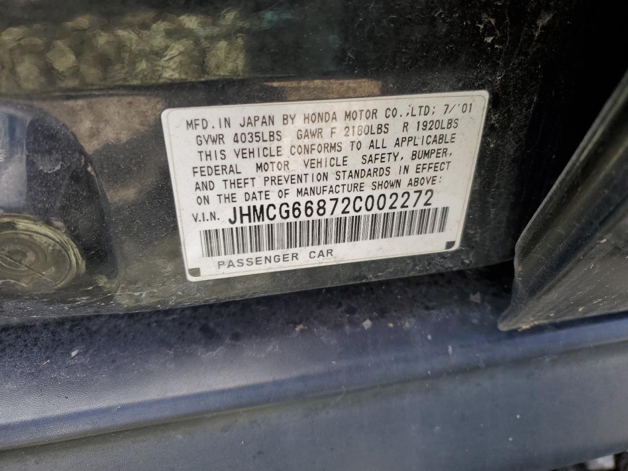 2002 HONDA ACCORD EX photo 12