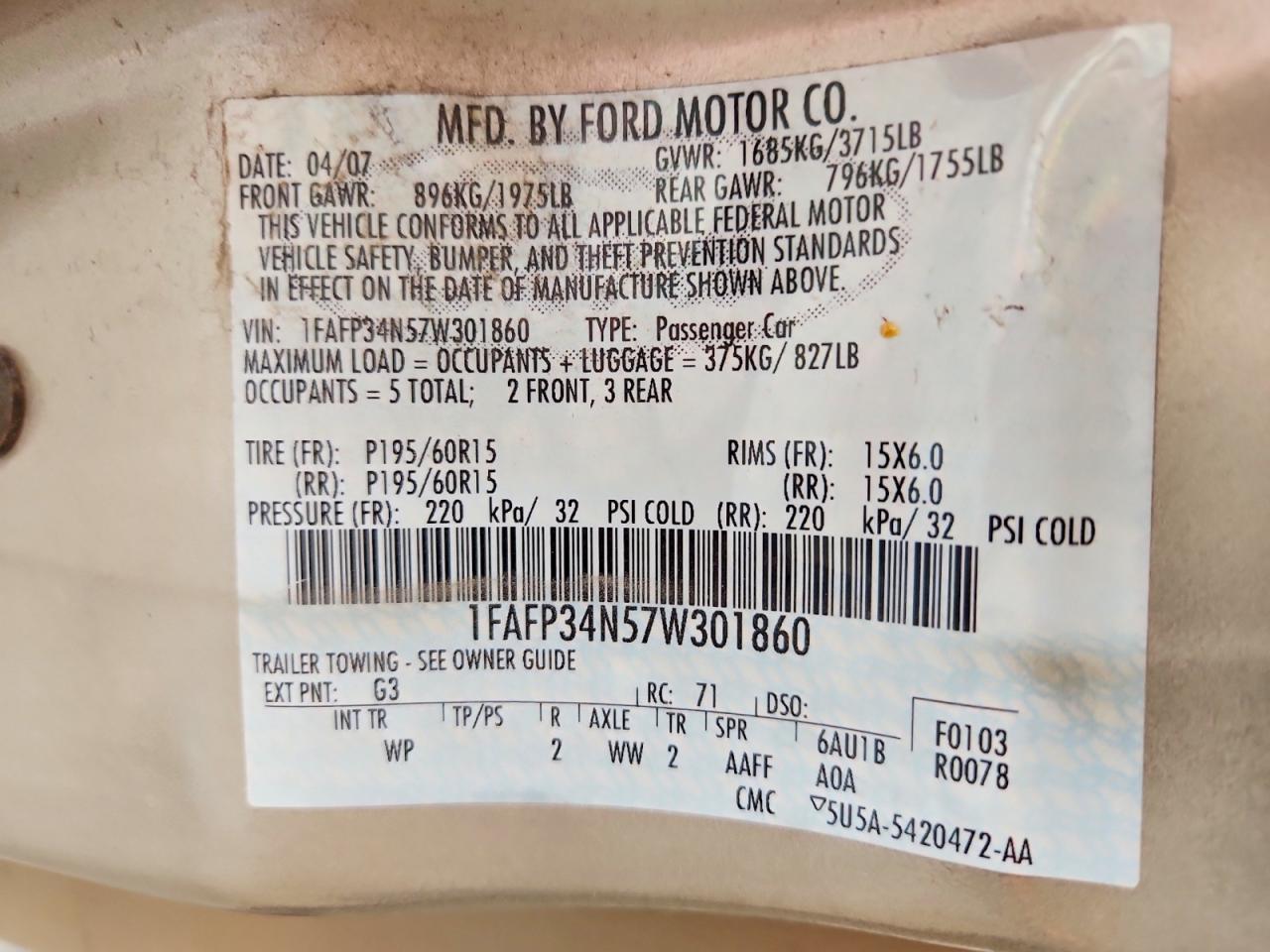 2007 FORD FOCUS ZX4 photo 23