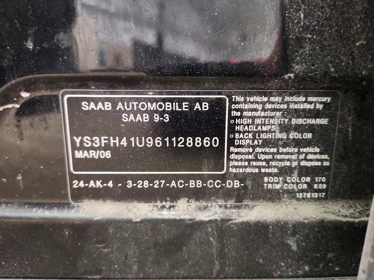 2006 SAAB 9-3 AERO photo 23
