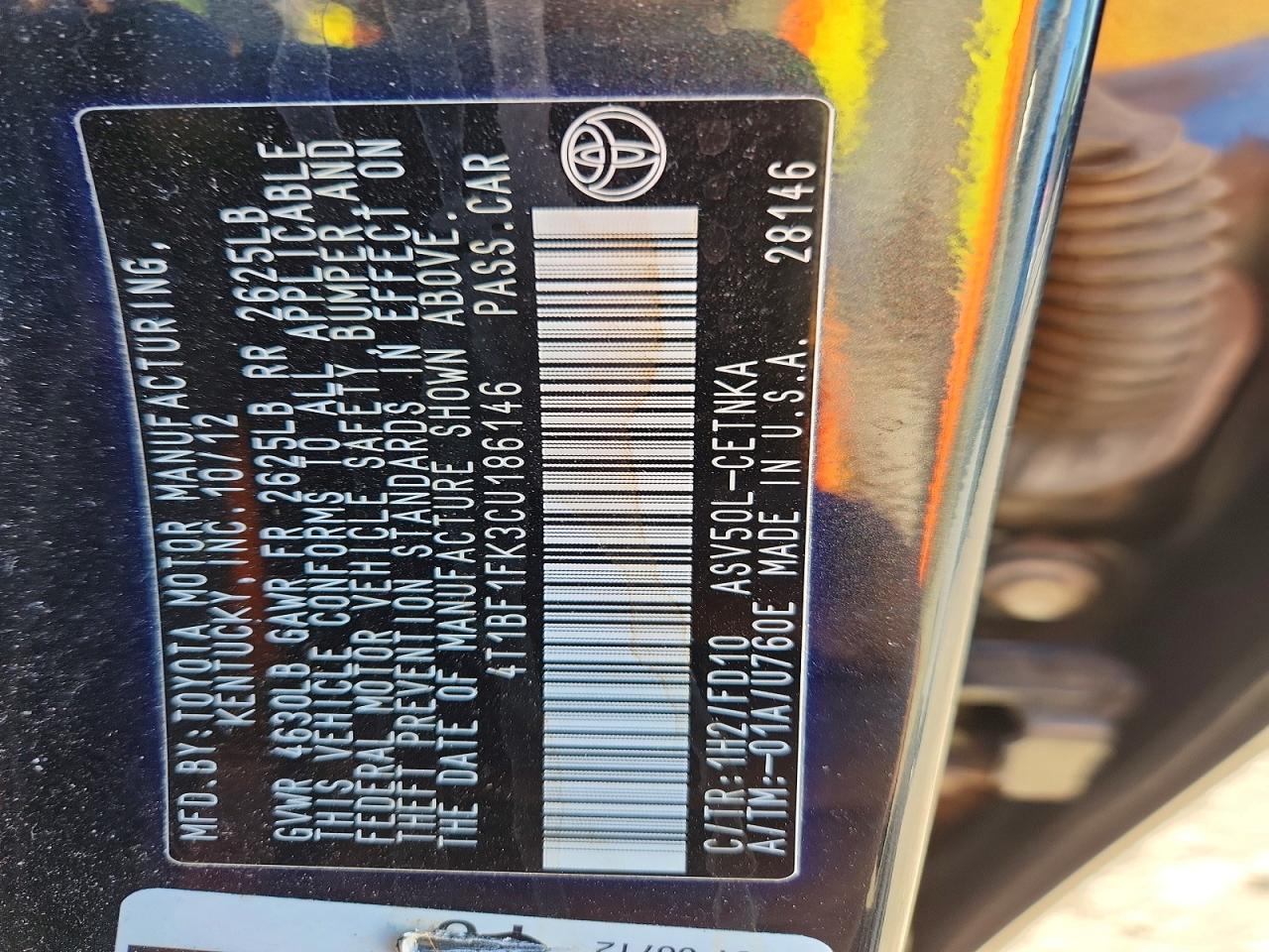 2012 TOYOTA CAMRY LE photo 34
