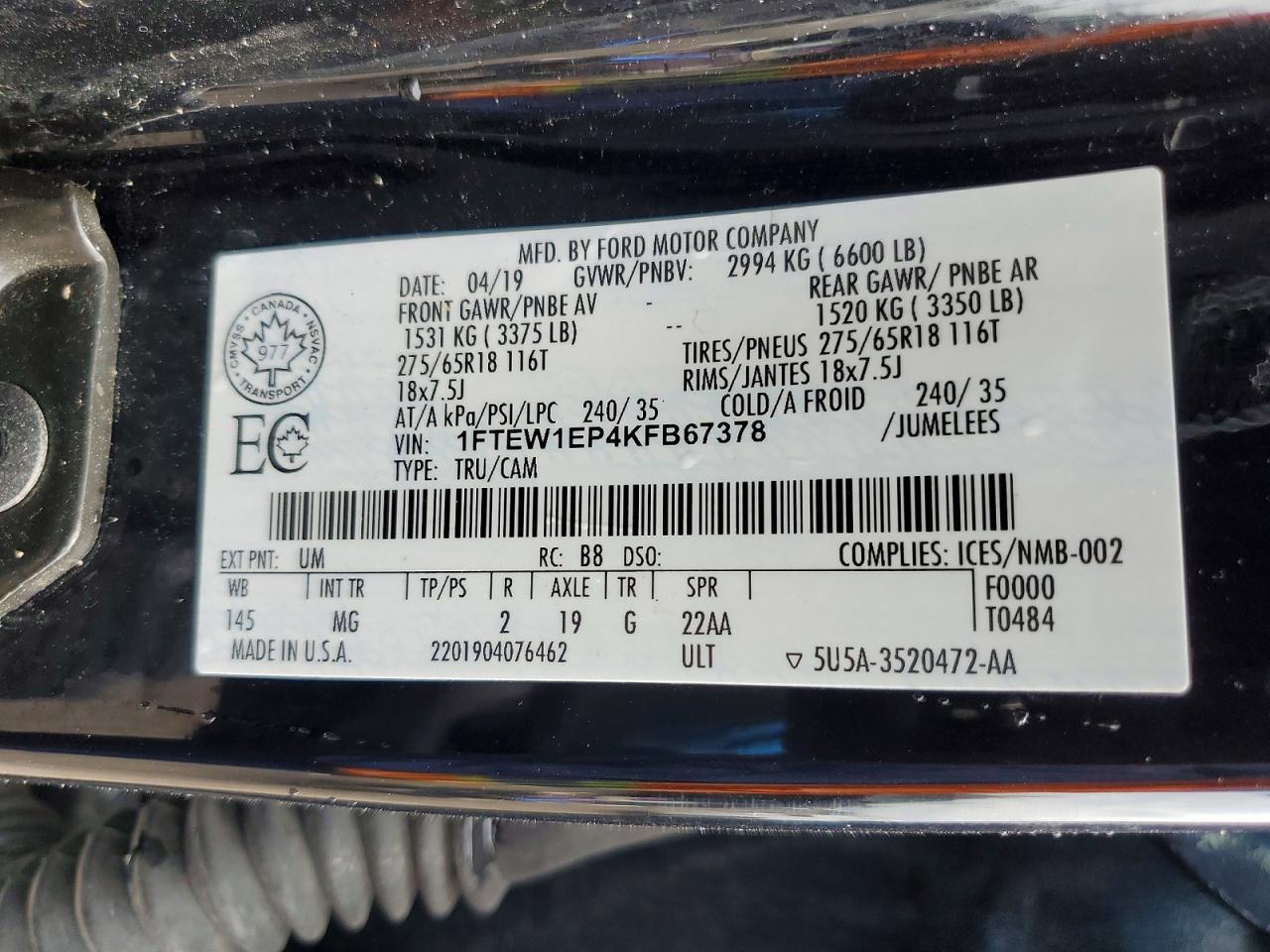 2019 FORD F150 SUPERCREW photo 34