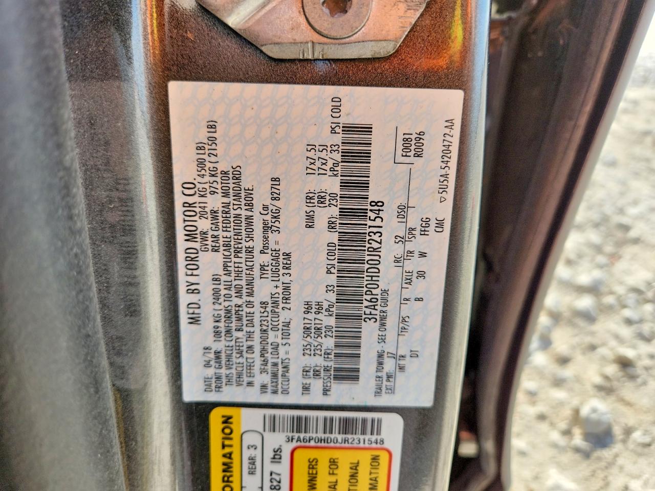 2018 FORD FUSION SE photo 23