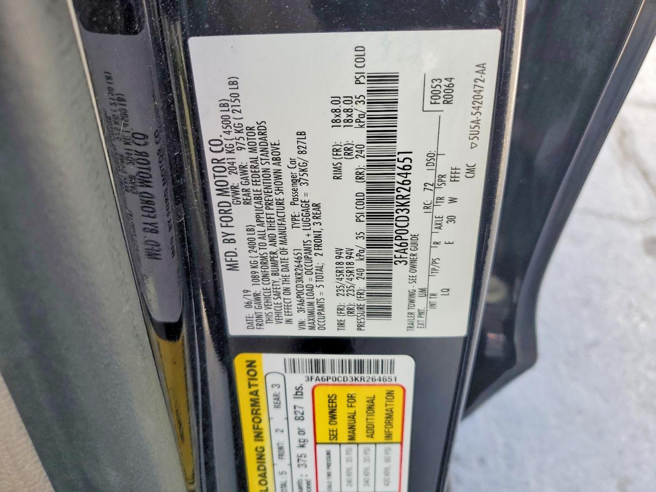 2019 FORD FUSION SEL photo 34