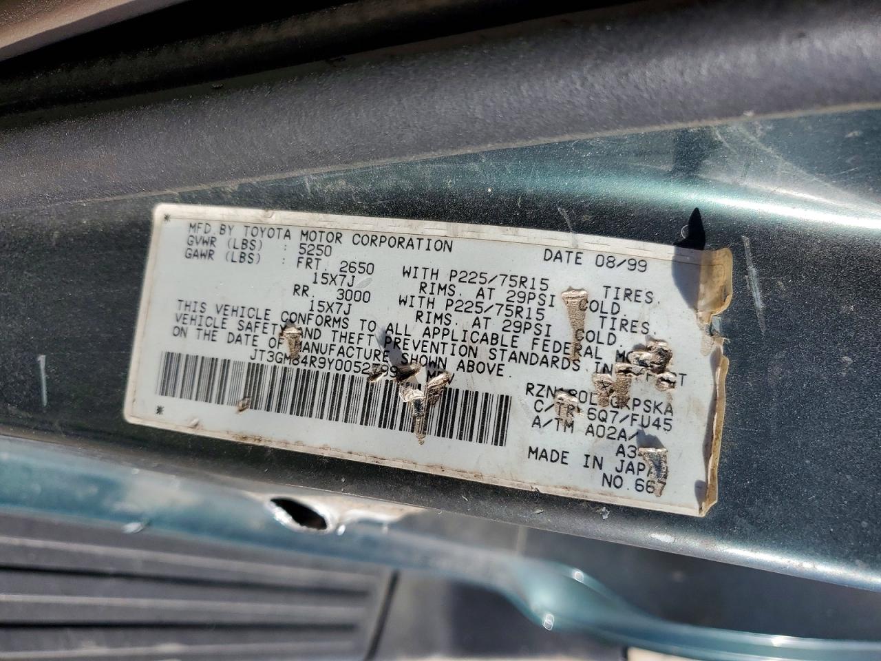 2000 TOYOTA 4RUNNER BASE photo 13