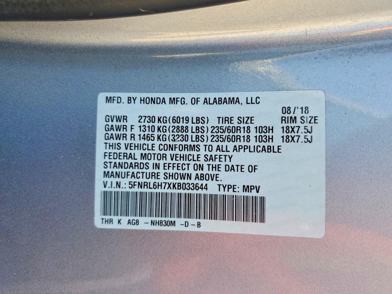 2019 HONDA ODYSSEY EXL photo 37