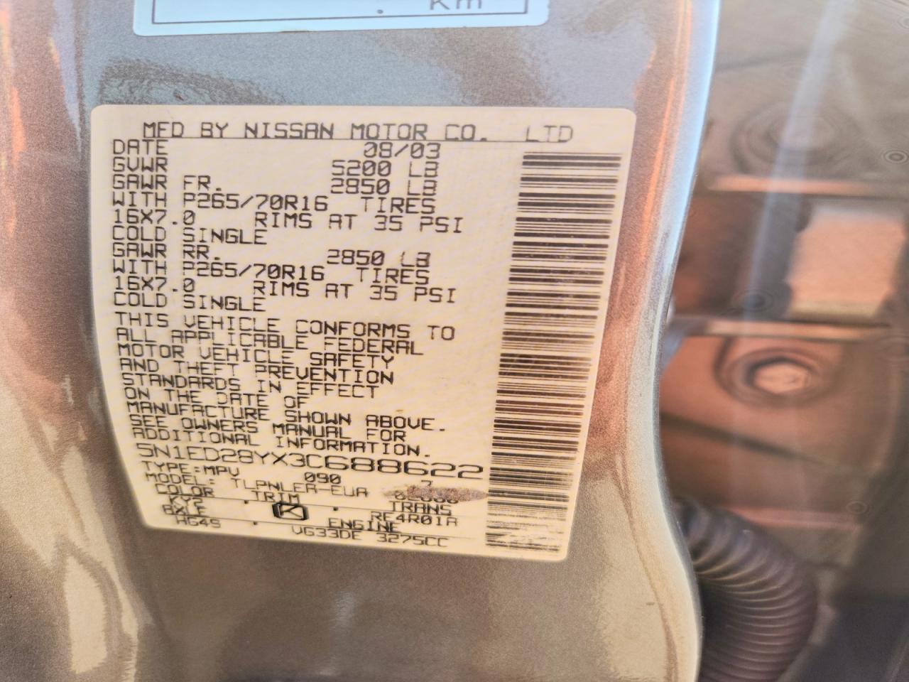 2003 NISSAN XTERRA XE-V6 photo 13