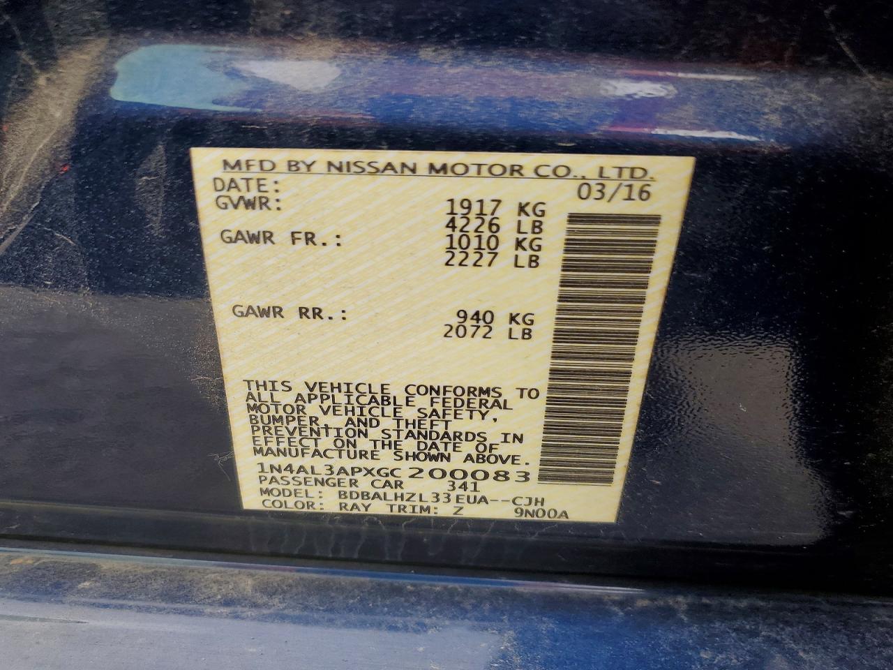 2016 NISSAN ALTIMA 2.5 SR photo 23
