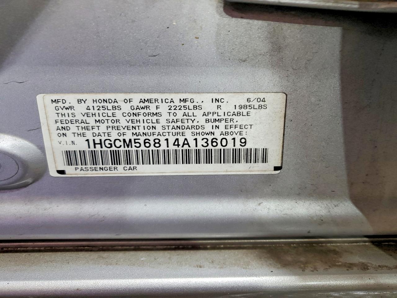 2004 HONDA ACCORD EX photo 23