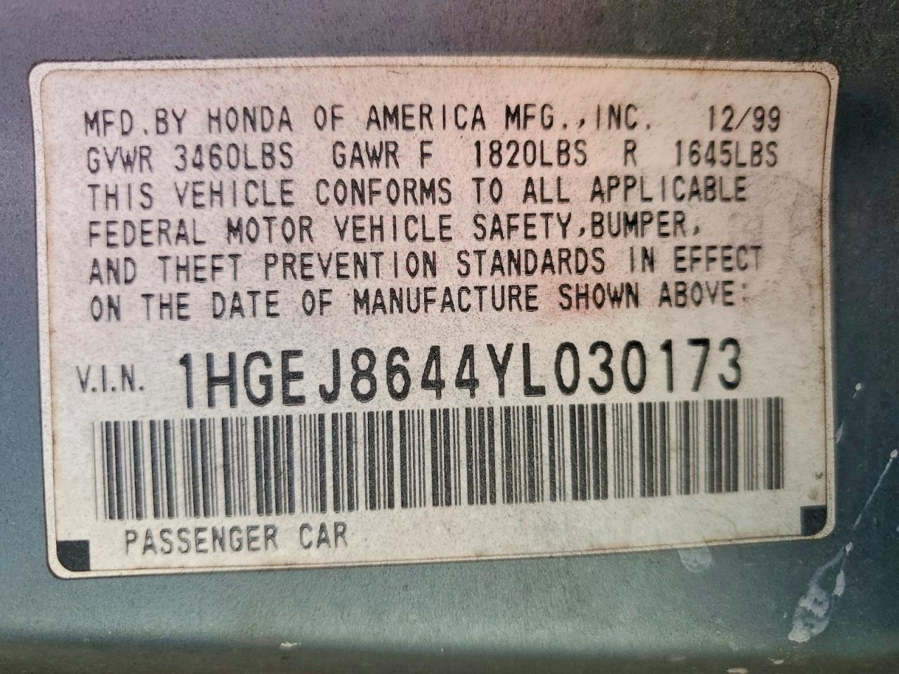 2000 HONDA CIVIC EX photo 34