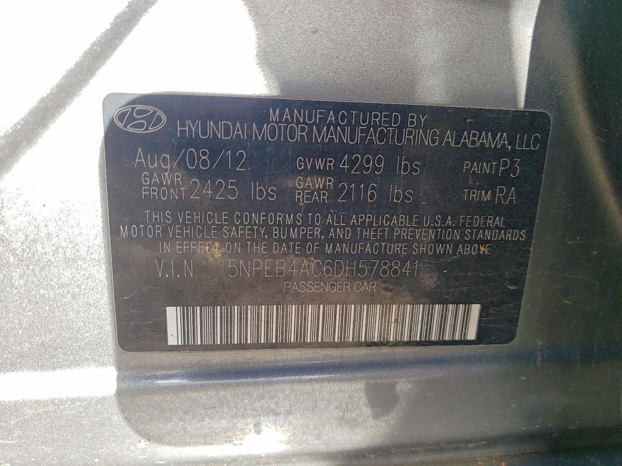 2013 HYUNDAI SONATA GLS photo 34