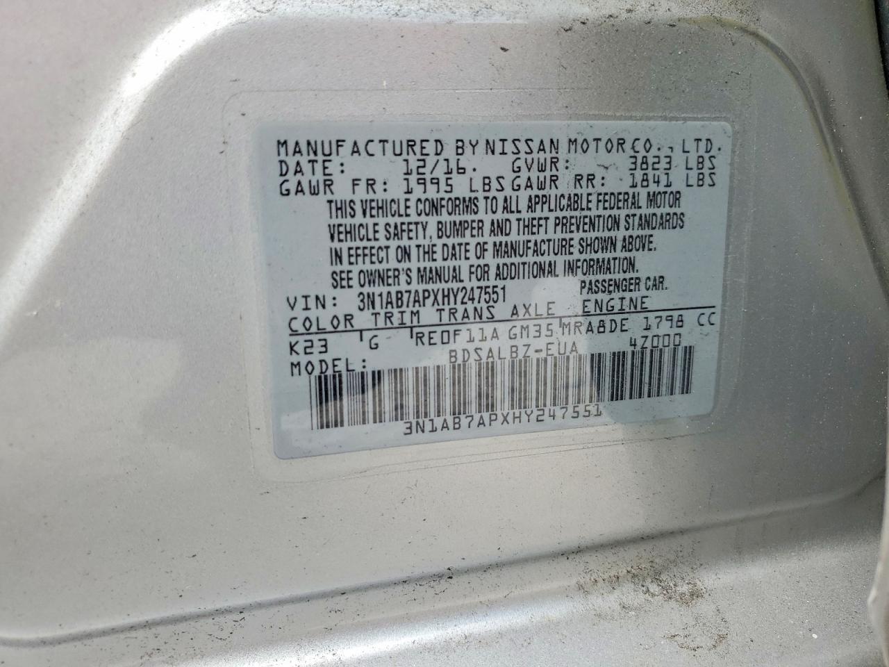 2017 NISSAN SENTRA S photo 23