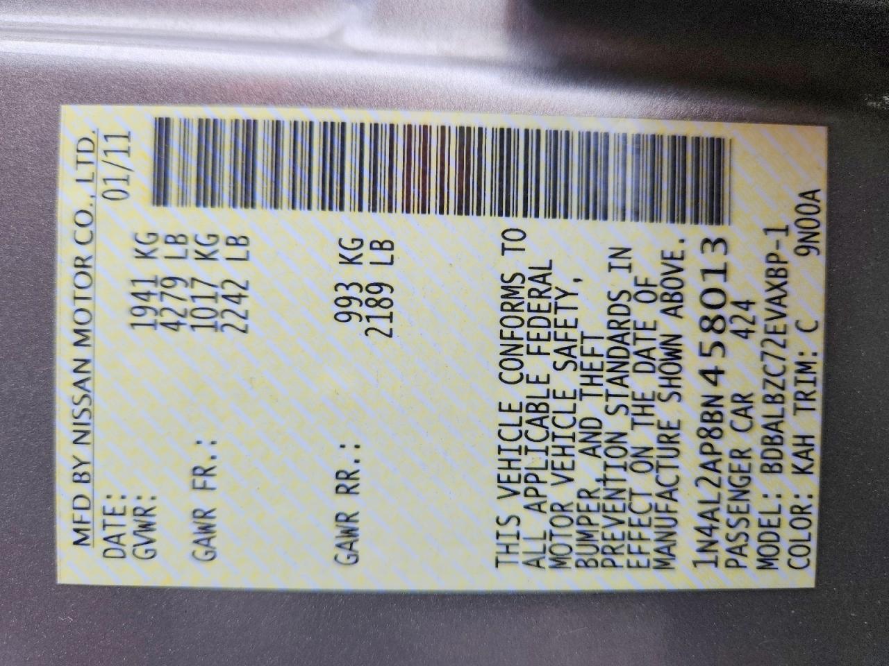 2011 NISSAN ALTIMA 2.5 photo 37