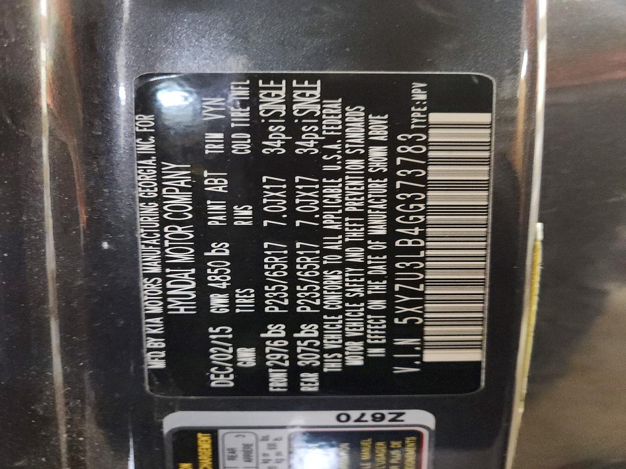 2016 HYUNDAI SANTA FE SPORT 2.4L photo 25