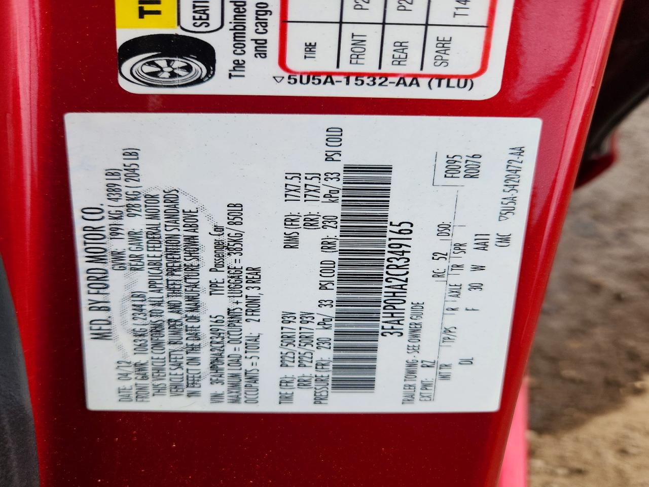 2012 FORD FUSION SE photo 23