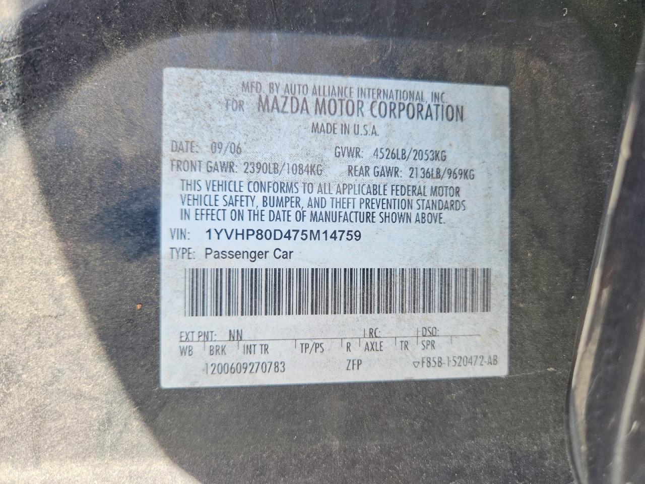 2007 MAZDA 6 photo 23
