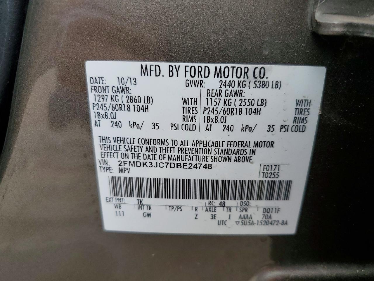 2013 FORD EDGE SEL photo 37