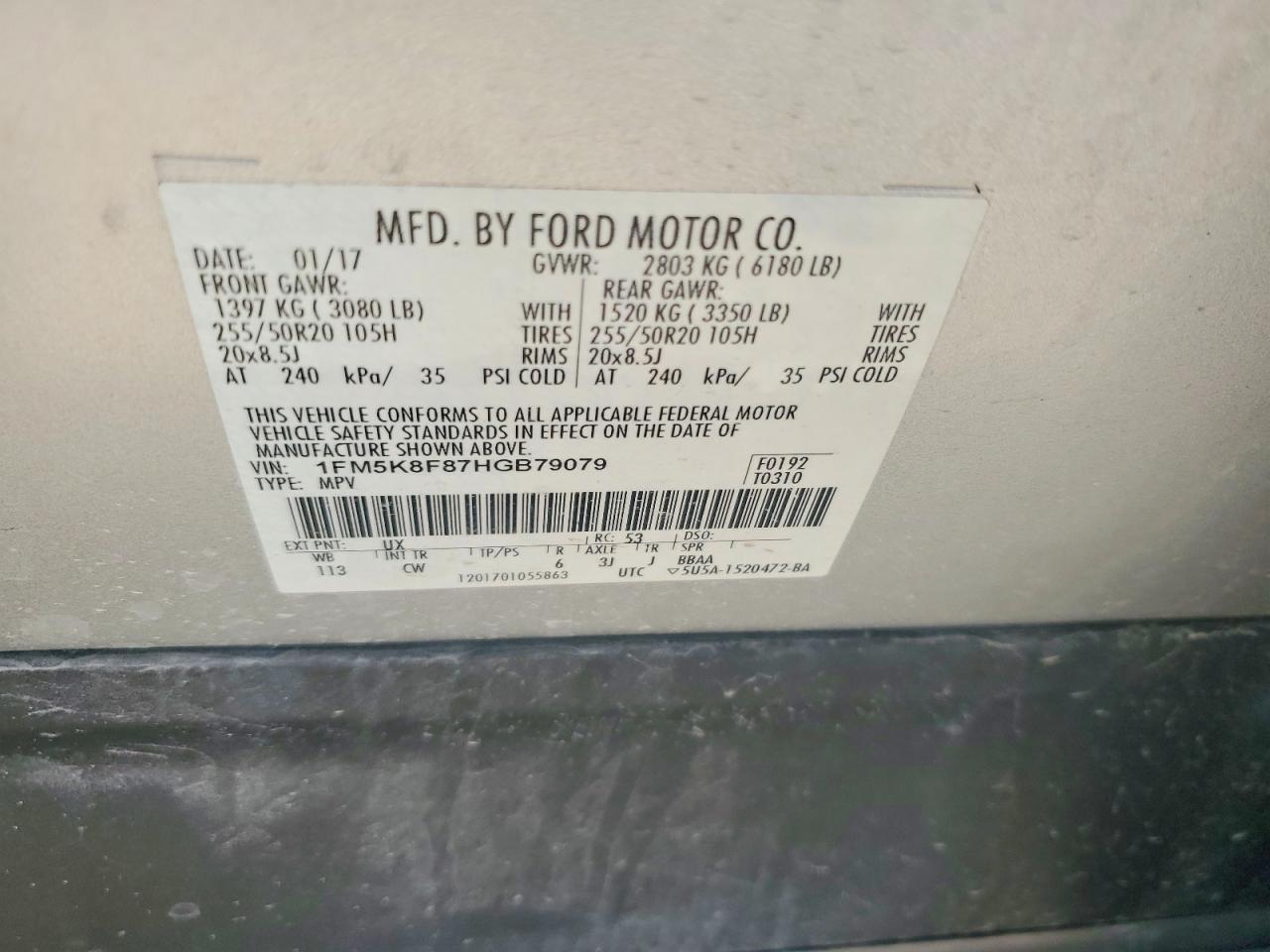 2017 FORD EXPLORER LIMITED photo 37