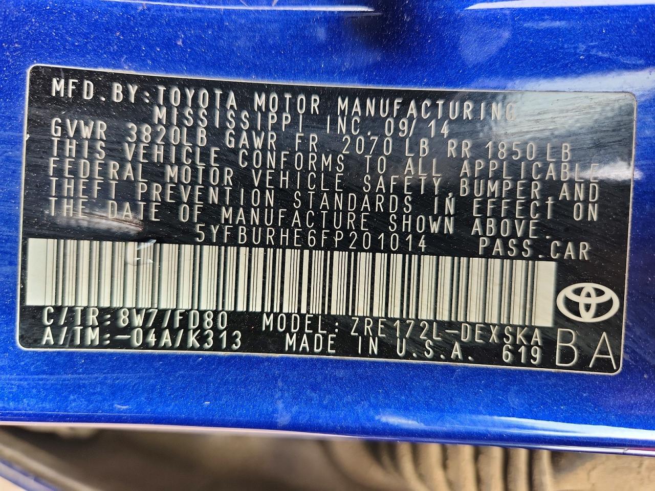 2015 TOYOTA COROLLA S photo 34