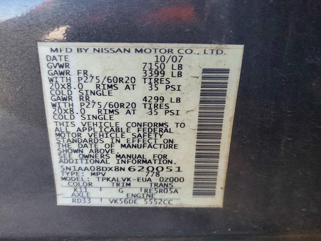 2008 NISSAN ARMADA SE photo 25