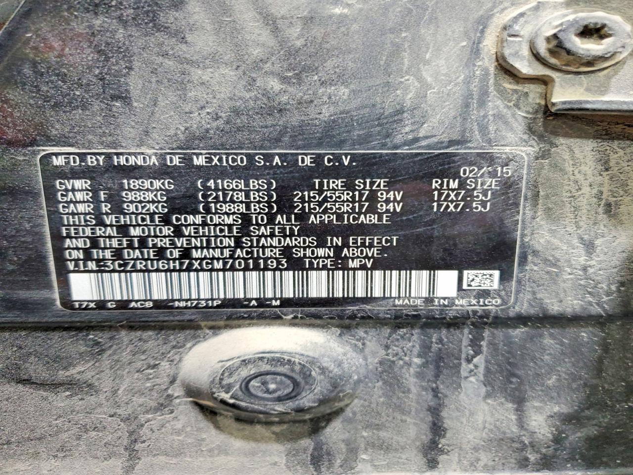 2016 HONDA HR-V EXL photo 37