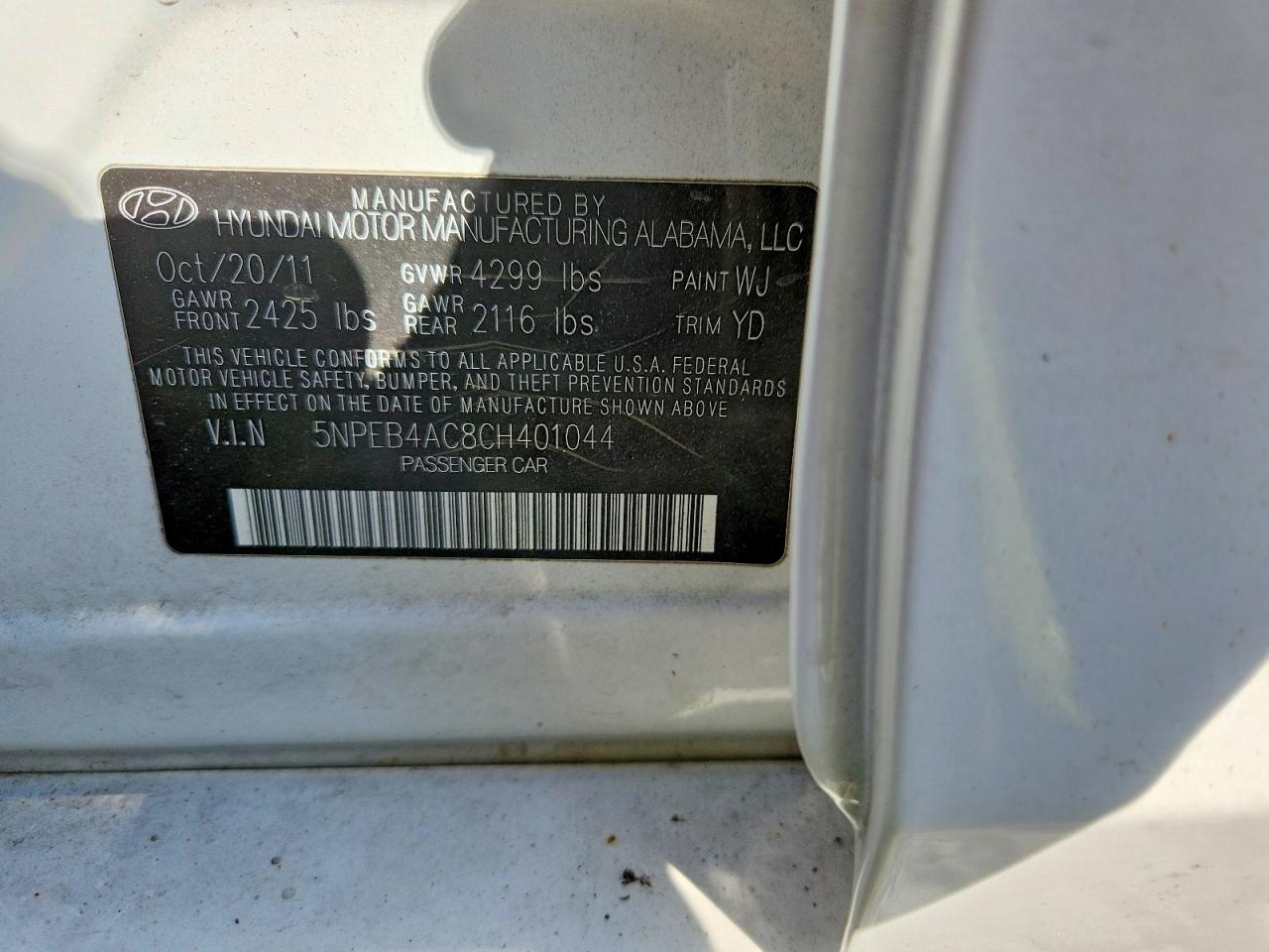 2012 HYUNDAI SONATA GLS photo 12
