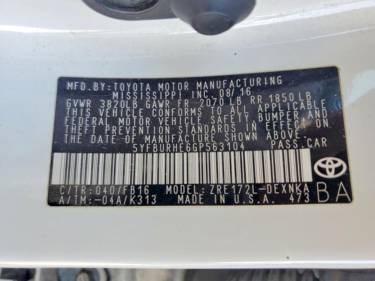 2016 TOYOTA COROLLA LE photo 13