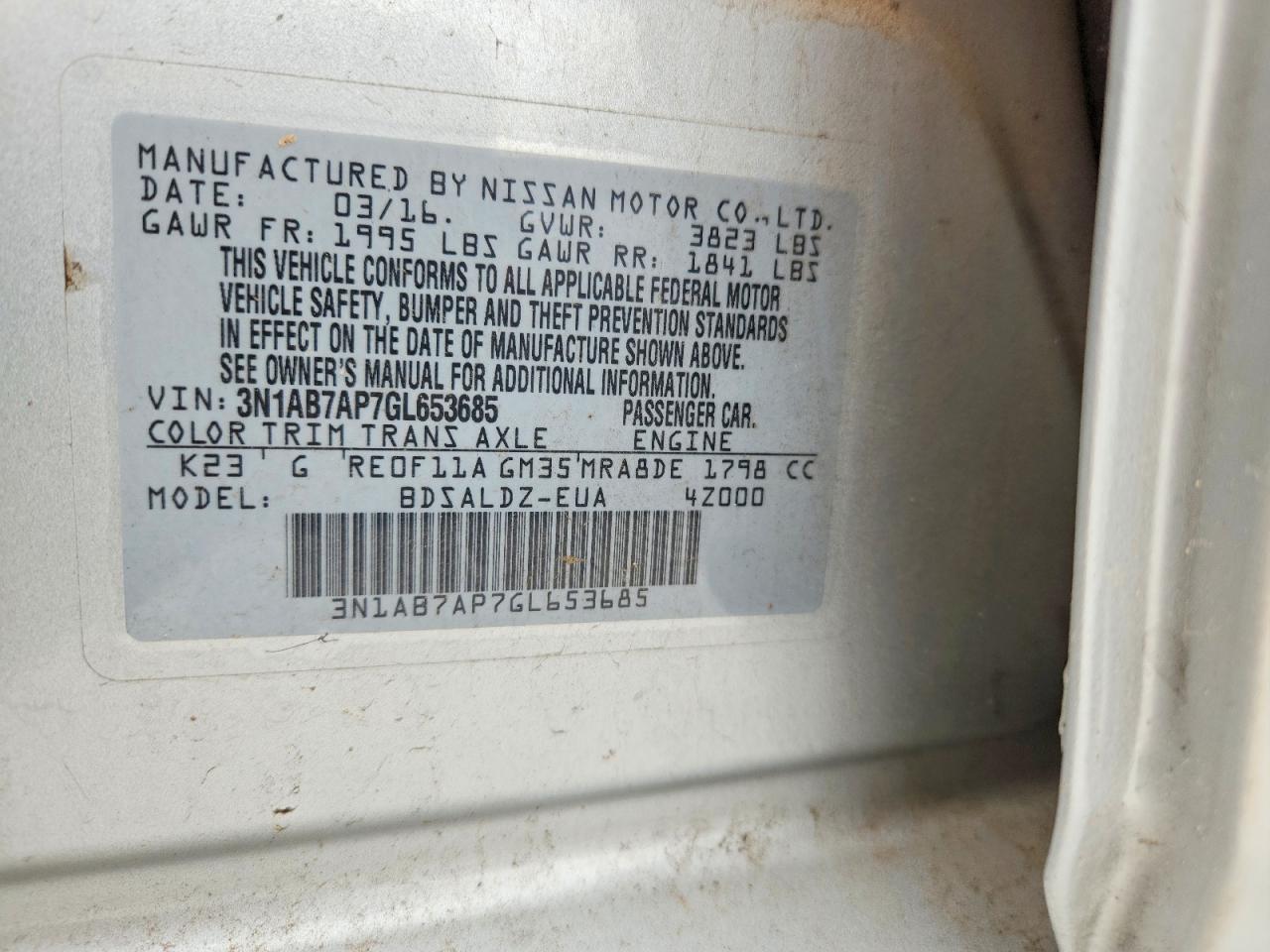 2016 NISSAN SENTRA SV photo 34