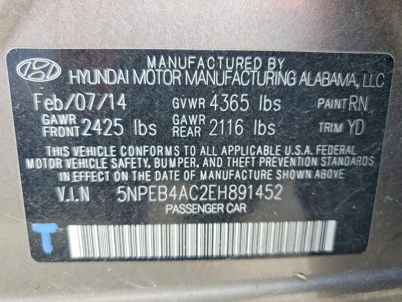 2014 HYUNDAI SONATA GLS photo 23