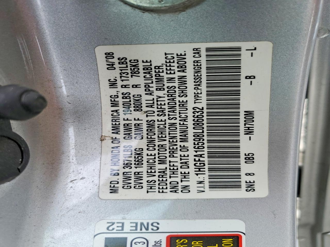 2008 HONDA CIVIC LX photo 13